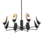 Baking Jet Black Sand Gold G9 Wrought Iron Glass Pendant Light Modern
