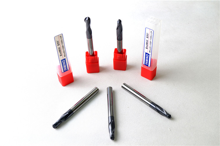 HRC55 SiN Coating , Ball Nose End Mill , R3.0 , 6mm to 12mm , Ultra Fine Grain Size , Germany Quality
