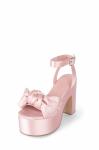Velvet Lining Knot Womens Wedge Heeled Shoes Leather Sole Chunky Heel