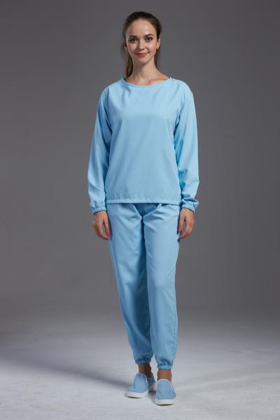 ESD anti static cleanroom autoclavable resuable T-shirt workwear blue color for