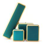 Light Green LED Plastic Velvet Jewelry Box for Custom in Square Luxury Elegant