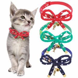 Wholesale Christmas Adjustable Bow Tie Cat Collar Breakaway Bow Knot Design With Charming Fish Bone from china suppliers