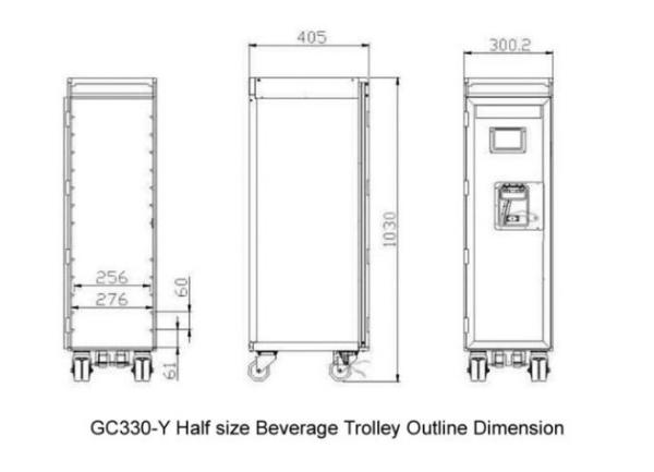 Atlas Half Size Inflight Beverage Trolley / Aircraft Service Cart / Airplane