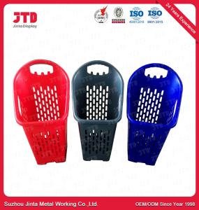 Wholesale Unfolding Plastic Shopping Basket With Wheels 60L Red Color from china suppliers