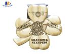 Flower Shape Custom Award Medals Antique Gold No Colors With Sublimated Ribbon