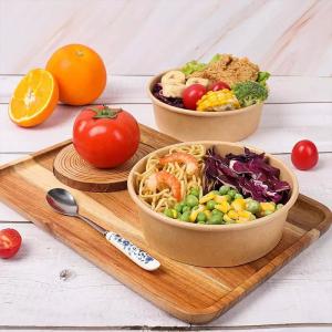 Wholesale 1200ml Eco Friendly Disposable Bowls With Lids Kraft Paper Color Salad Bowl from china suppliers