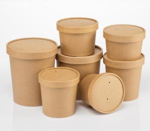 Wholesale Eco Friendly Compostable Takeaway 8oz 12oz 16oz 26oz 32oz Biodegradable PLA Kraft Paper Disposable Soup Cup Bowl from china suppliers