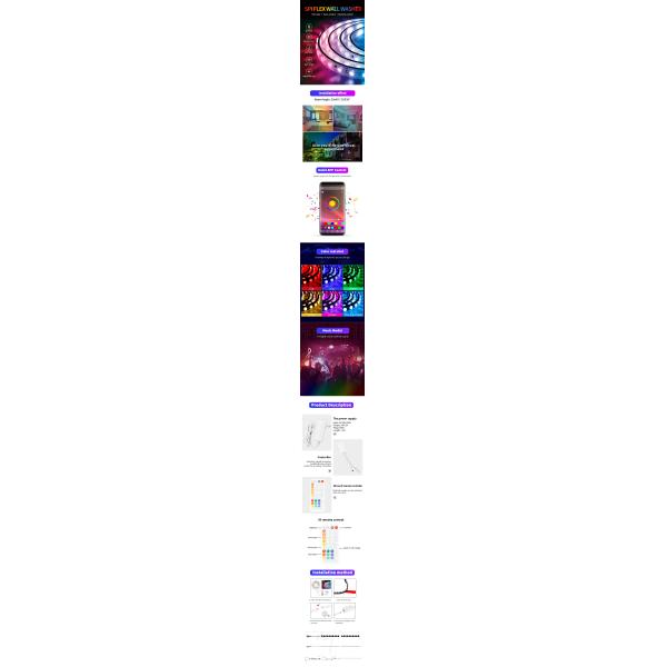 DC24V Flexible LED Strip Lights RGB / DMX / SPI Wall Washer Strip Light APP Control