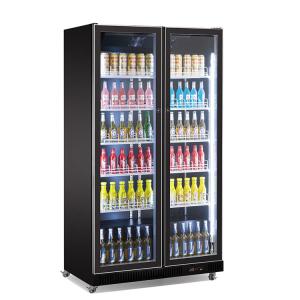 Wholesale Double Door Upright Display Fridge Bar Cold Drink Beer Display Cooler With LED Lights from china suppliers