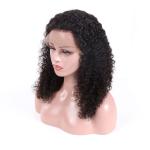 16 Inch Mongolian Virgin Hair Lace Wigs Kinky Curly With Transparent Lace