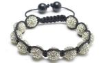 Shamballa Cross Bracelet, Light Yellow Crystal Pave Alloy Beads