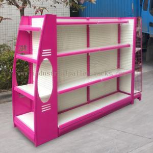 Wholesale Multi Sizes 4 Levels Metal Gondola Shelving Double Side Display Racks Pink For Retail shop from china suppliers