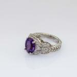925 Silver Engagement Ring with 8mmx10mm Blue Topaz CZ Diamonds (F94)