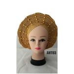 2023 Fashion gold Aotogele african gele headtie for wedding already to wear