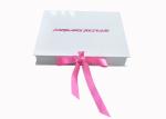 Ribbon Closure Folding Gift Boxes White Glossy Insole Packaging Box For Women