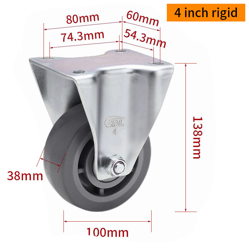 EDL‌ Medium Duty 4inch Caster TPE Plate by Rigid , Swivel and Brake Type 200kg