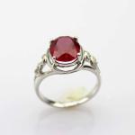 Created Oval Ruby CZ Diamonds Sterling Silver Women Ring (R122)