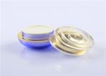 15g 30g Blue Plastic Cosmetic Jars , Clear Outer Cap Airless Cosmetic Containers