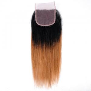 China Silk Base Grade 10A 4x4 Lace Closure 100% Virgin Human Hair Two Tone Color on sale