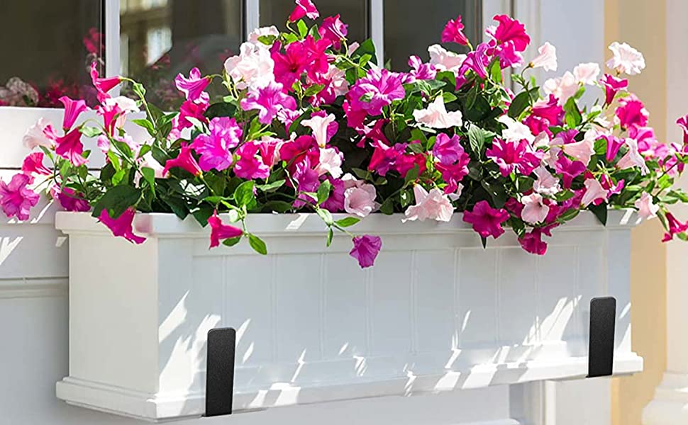 Adjustable Railing Hook for Balcony Window Planter Box Hanging Plant Stand White/Black
