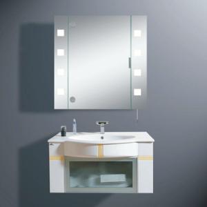 Wholesale LED Lighted Tall Stainless Steel Bathroom Cabinet With Clock from china suppliers