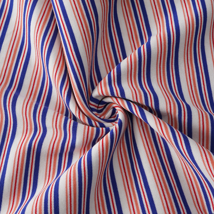 Wear Resistant Double Knit Fabric , Two Sided Glossy Cotton Striped Fabric