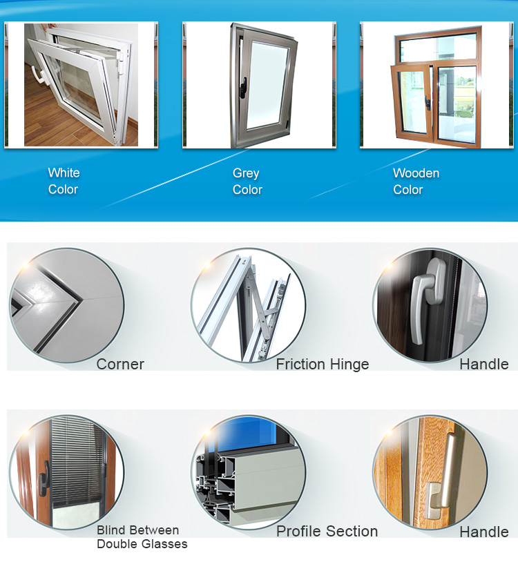Aluminum Tilt And Turn Window Customized Waterproof Open Outside
