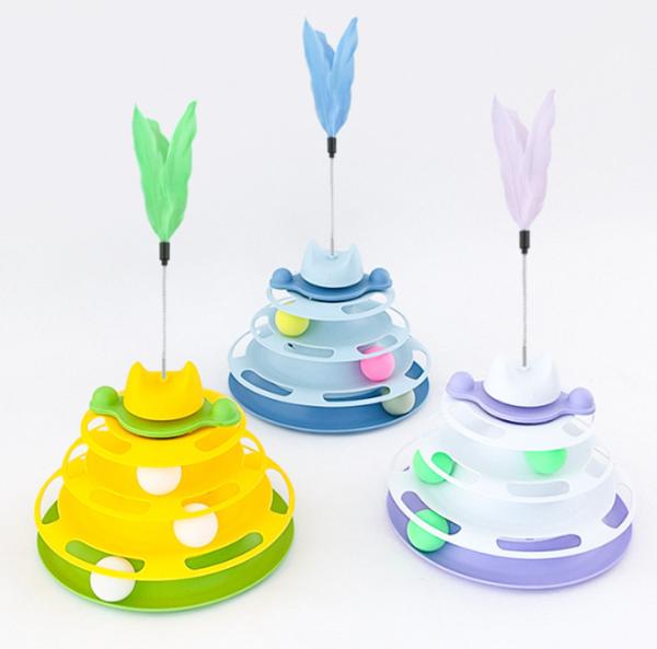 Indoor Cats Interactive Cat Ball Track Tower Toy With Six Colorful Balls