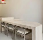 Polished Beige Round Travertine Dining Table Modern Stone Furniture for Living