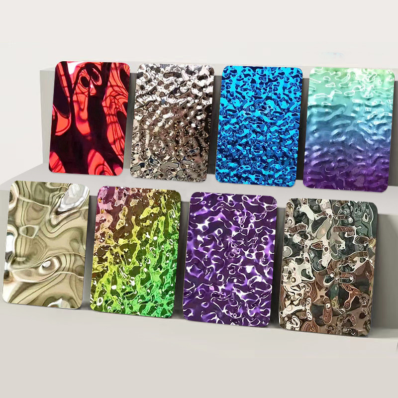 Water Ripple Mirror Polished Stainless Steel Corrugated Sheets AISI 304 316 Color Decorative Wall Panel