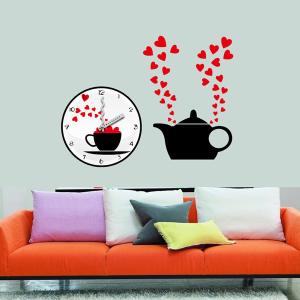 Wholesale 25A010 Beautiful Lovely Teapot Design Wall Decal Wall Sticker Clock, Removable Stickers from china suppliers