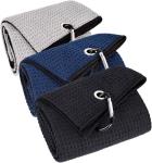 Popular Microfiber Fabric Waffle Golf Towel With Heavy Duty Carabiner
