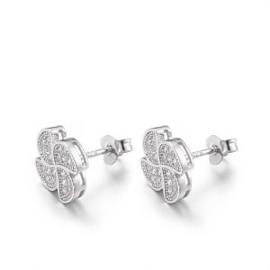 Wholesale 2.7g Small Cubic Zirconia Stud Earrings Windmill Clover 2mm Sterling Silver Earrings from china suppliers