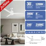 1stshine Home 3 ABS Plastic Blade Ceiling Fan with LED Light and Copper DC Motor