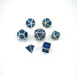 Tabletop Or DnD Games Metal Dice Set For Sale Nickle Plating With Sapphire Blue