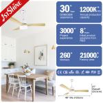 Dimmable LED Solid Wood Ceiling Fan With Light 3 Speed Choice