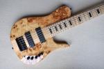 Custom 6 Strings Neck Thru Body Electric Bass Guitar with 24 Frets Active Pickup