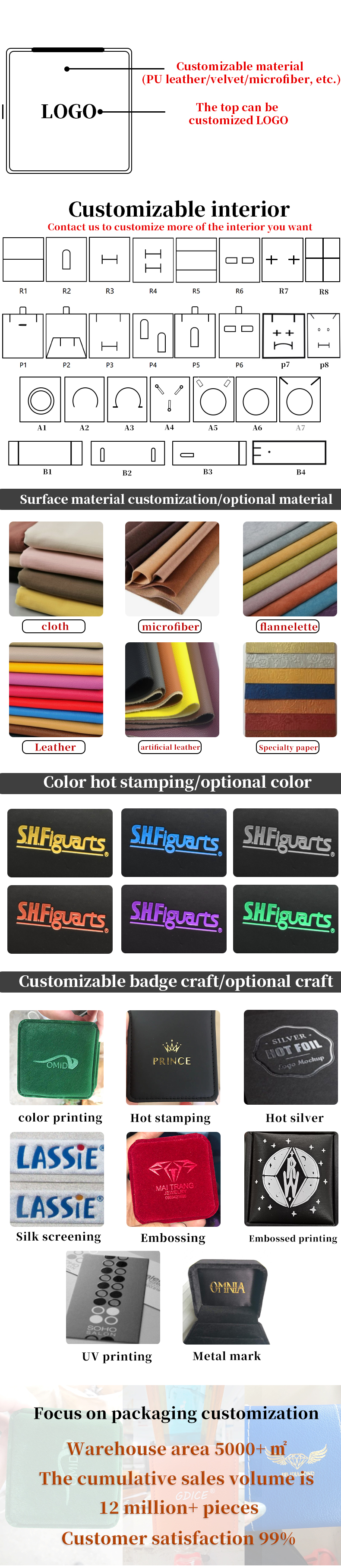 Newest Customized Velvet Jewelry Box for Customized Luxury Bracelet Earrings Necklace