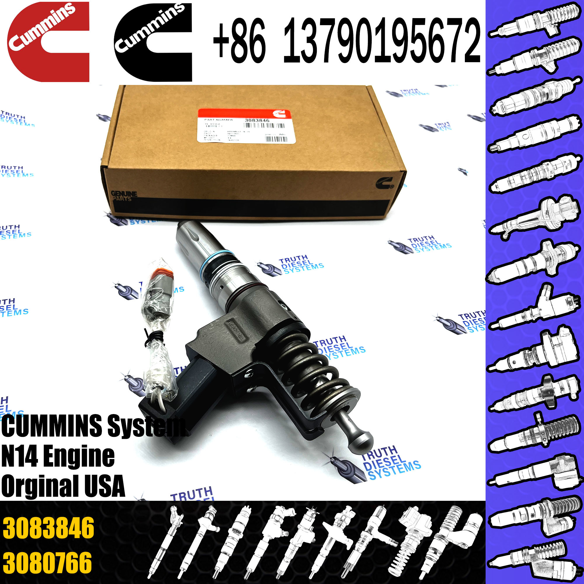 3083846 Diesel Fuel Injector N14 Common rail injector 3095086 3609796 3095040 3411763