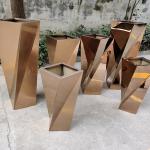 Outdoor garden mirror metal pots and custom spiral planters