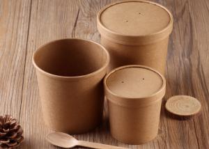 Wholesale Disposable Kraft Paper Soup Cups Containers With Cover And Spoon 16oz 20oz Size from china suppliers