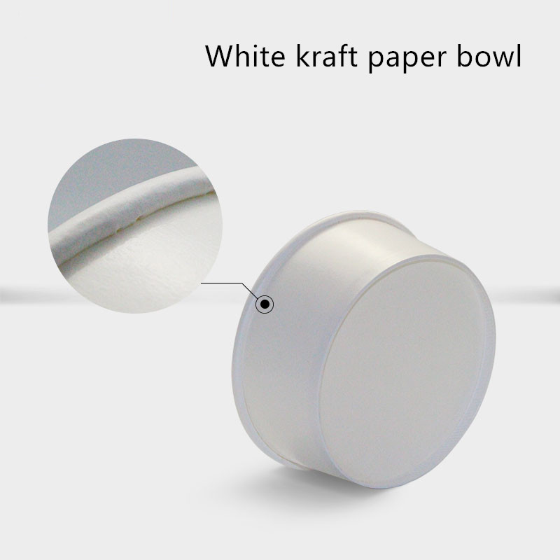 500ml 750ml 1000ml 1300ml Disposable White Kraft Paper Bowl For Salad