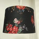 Black Floral H200mm Velvet Lamp Shade 2.1kg Pendent Drum Shade