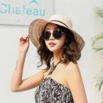 AK17594 fashion polyester braid foldable summer straw hats for womens in stock ,
