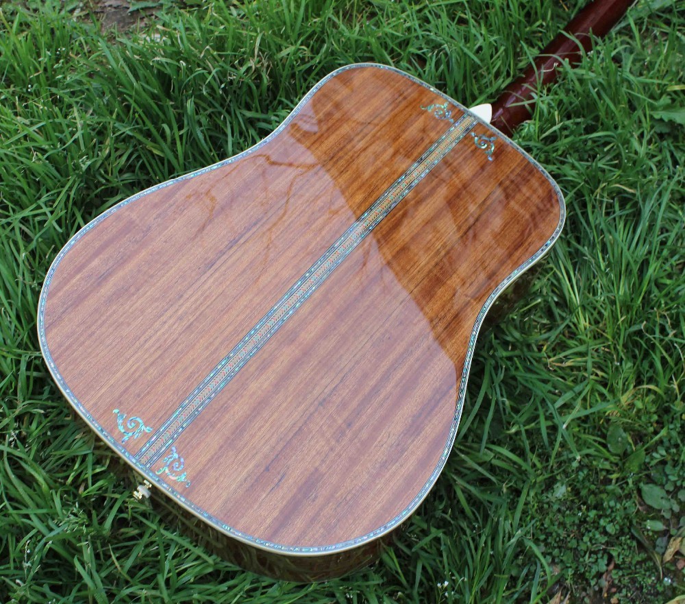 Factory 41 inch Koa wood acoustic guitar,Ebony fingerboard Abalone inlays D45k style koa guitar,Free shipping