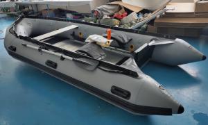 China French Orca 866 Hypalon inflatable boat with motor in dark grey color on sale