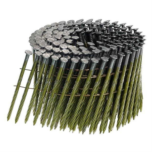 Yellow 15 Degree Coil Nails Galvanised Screw Shank 57mm For Fencing