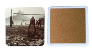Wholesale Square ceramic coaster with round corner,cork backing and UV printed/ silkscreen logo from china suppliers