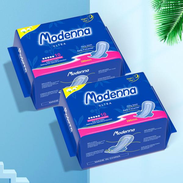 Natural Perfume Night Use Lengthen 290MM Menstrual Lady Pad Women Winged