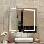 IP44 Silver Grey Anodized Aluminium Body LED Mirrored Medicine Cabinet for Home